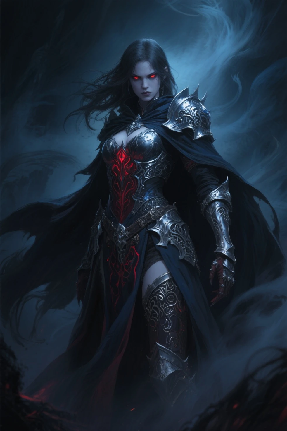 Alafeld image of woman wearing armor, dark fantasy style art, style dark fantasy art, dark fantasy artwork, dark fantasy art, dark elf, fantasy dark art, dark fantasy digital art, diablo digital concept art, dark fantasy illustration, gothic fantasy art, dark fantasy character design, diablo concept art, world of warcraft art