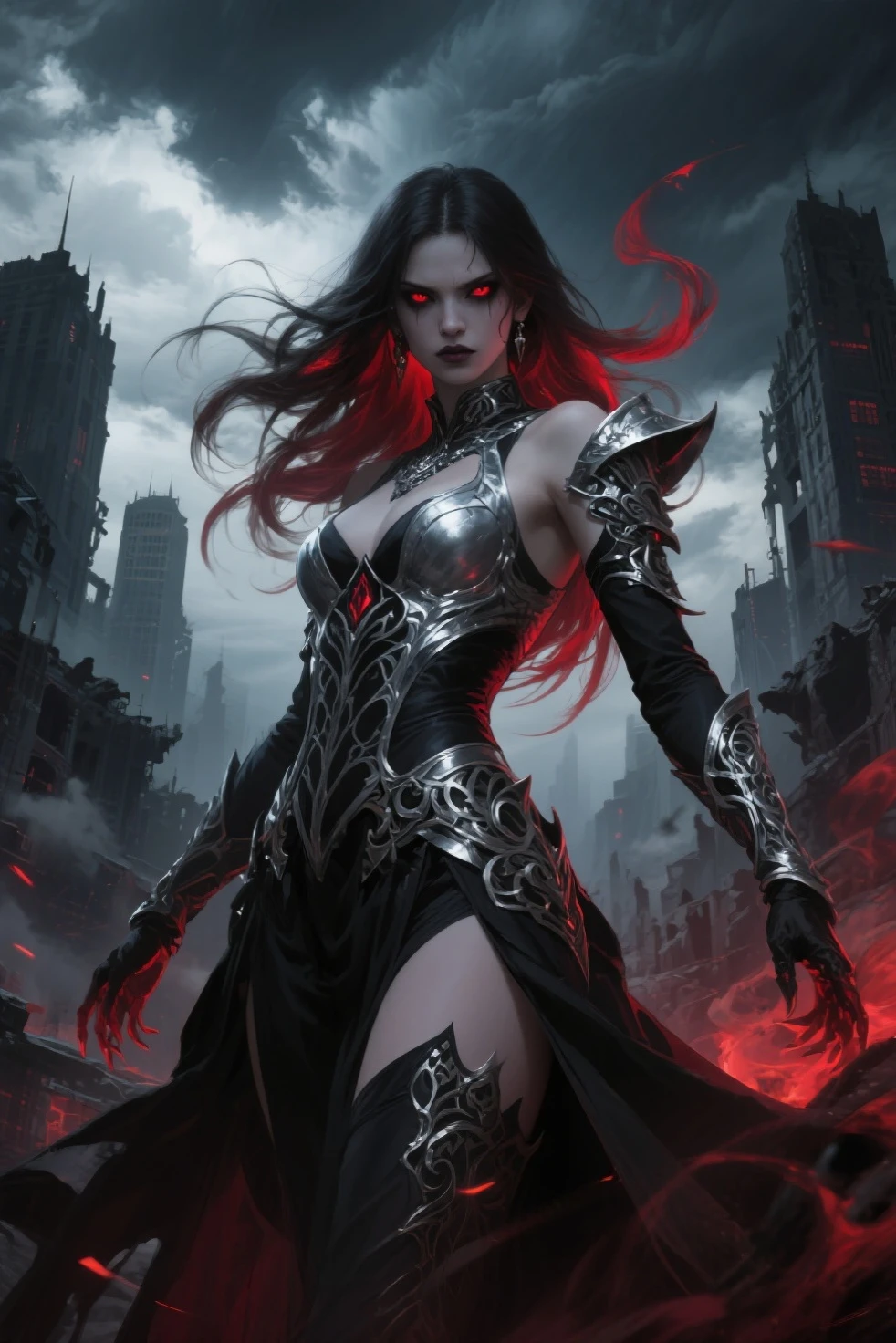 Miragea is a devilish deceptive enchantress, with eyes that shimmer like mirages in the desert sun. Her form shifts and shimmers, never quite settling into one shape for long. She wears a cloak of shifting shadows, casting doubt upon the very fabric of reality.