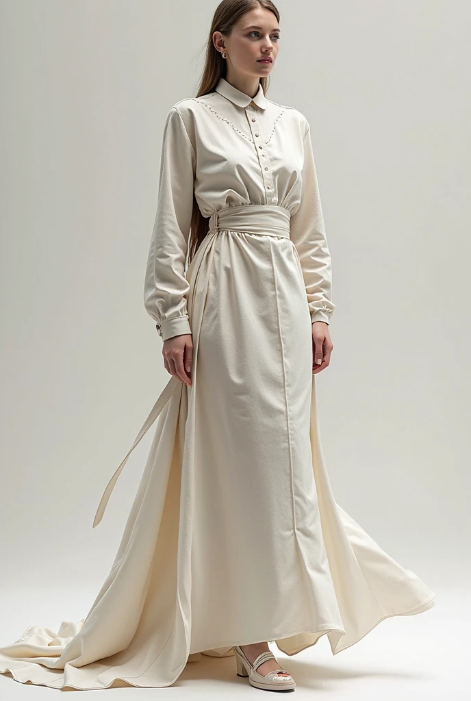 20 years Old, Long hijab Korean mature woman, Big  : 66.9, long white patern gamis, big breast: 1.9, at doctor office, Dim light, at photo studio 