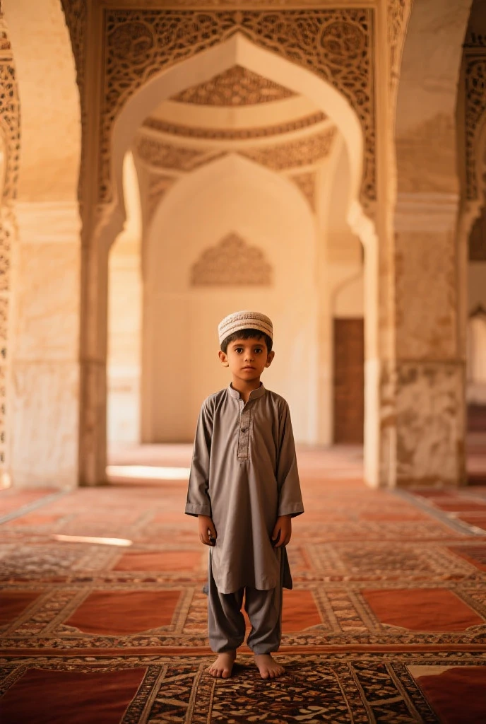 a boy standing in front of faisal masjid islamabad