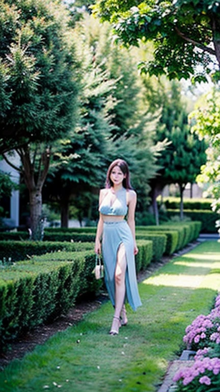 A woman in a silver dress sits on a bench with flowers, best quality,Super detailed,actual:1.37,metal flower,garden,shiny petals,Exquisite craftsmanship,glowing color,beauty of plants,subtle reflections,Meticulous,peaceful atmosphere,soft sunshine,Ethereal charm,artistic creation,timeless elegance,Metal charm,Connect with nature,Surreal elements,artistic interpretation,Vivid hues,Impressive floral sculptures,Well arranged,Meticulous details,harmonious fusion,Artistic Mastery,Innovative design,Modern art influences,complex patterns,Sculptural refinement,Size and Texture,rustic charm,industrial aesthetics,organic form,The appeal of futurism,Creativity blossoms,Metal miracle,plant dream,unexpected beauty