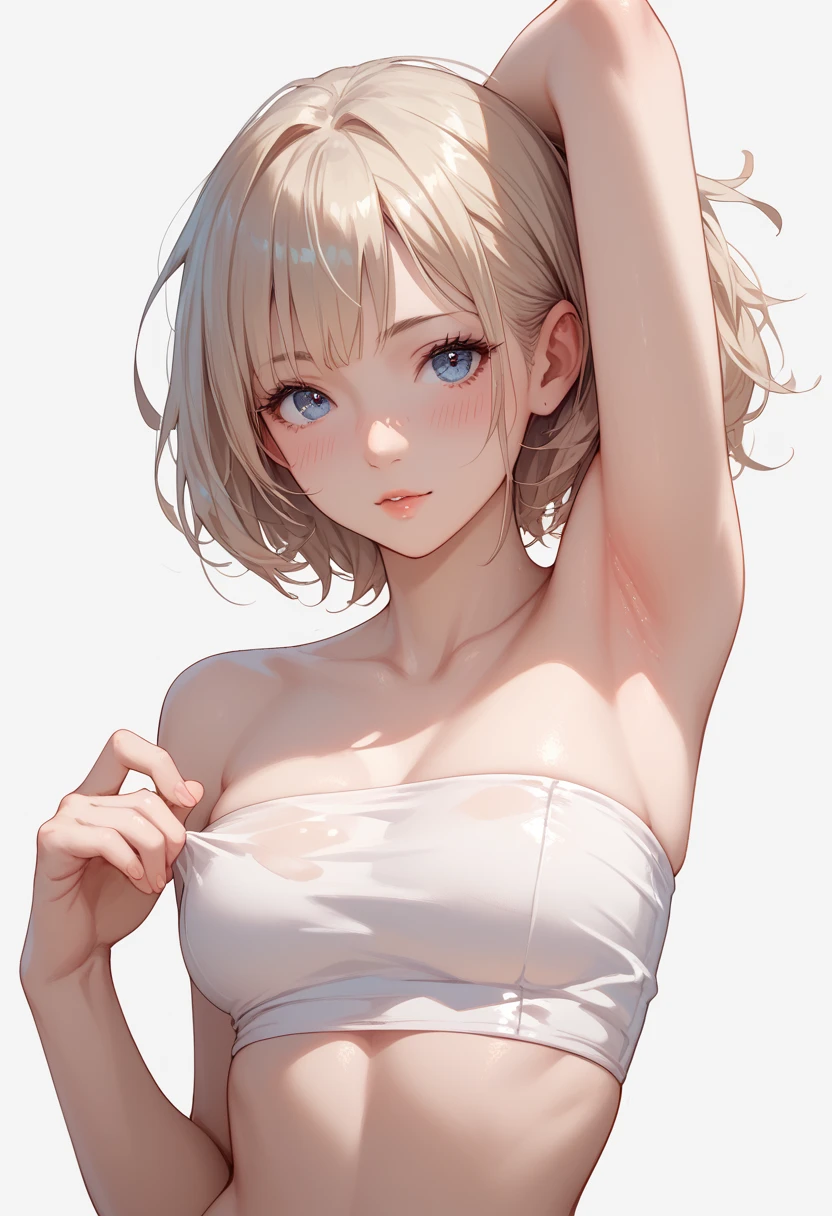 ((complete Nude:1.8))(Image from chest up:1.4)((masterpiece:1.5,Highest quality,Beautiful images, 2.5D, Abstract, Artistic, Portraiture))(One girl, solo)(Cute Girls, large breasts, Gray Hair, short hair, Beautiful breasts, Off-the-shoulder outfit)(profile, Look at an angle, shake your head, Sad look, Floating Hair, Backlight)(Plain background:1.5)((Dynamic Angle:1.5)),See-through gown,( perfect anatomy:1.4),(Beauty of form:1.4) Golden ratio,