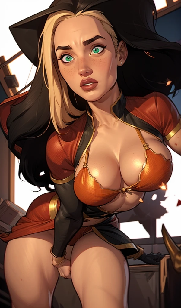 masterpiece, ultra detailed, 64K, f1.4, 85mm, UHD, cinematic lighting, hourglass figure, eye shadow,in grass field, large breasts, yellow eyes, seductive smile, sexy pose, 1 girl, (blurry background, depth of field),(RSEEmma:1.5), (ahri_\(league_of_legends\), ahri, cleavage, black_hair, facial_mark, animal_ears, fox_ears, tails, fox_ tails, long_hair, detached sleeves, long_sleeves, red off-shoulder dress + detailed, view from behind:1.2),