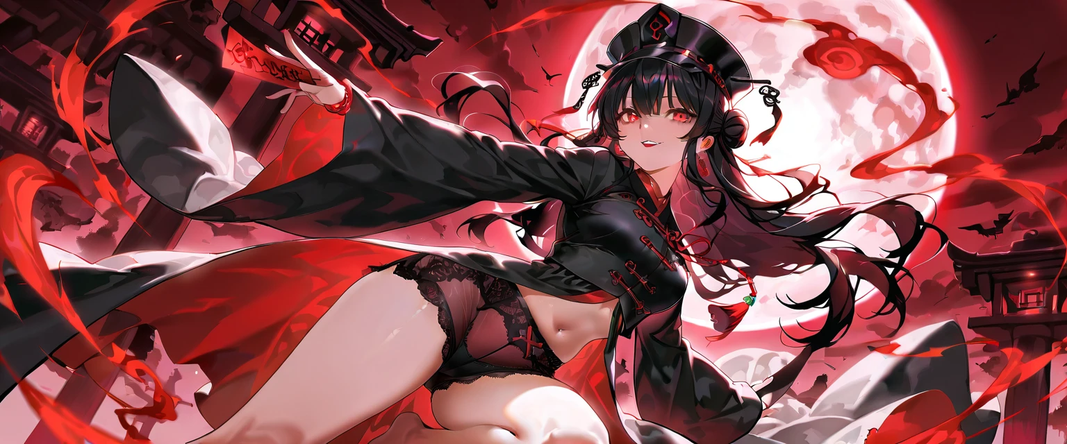 (Masterpiece), (High Definition), 8K, Brutal Witch Sabato Dance, Hands Tied and Hanged, Dynamic, Brutal Witch Beauty, Bewitching, Well-groomed Beautiful Face, Free Pose, Sexual Appeal, Medieval, Black Satin Sheer Kimono, Flowing Tulle, Fluttering Veil, Bone Hair Ornament, Crimson Bracelet, Bone Necklace, Tattoo, Shiny Skin, Loincloth Shorts, ( without bra), exposure, jewelry ornaments on the arms, medium breasts, sheer, navel, shoulder, neck, collarbone line, arm ring ribbons, wreaths, bracelets, anklets, pyroxene chain tassels around the belly, dedicated to the devil, ((strip dance)), (dark forest closed by darkness, silhouette of branches and branches, black mass), ink wash, popular CGSTATION, masterpiece, recent quality, High resolution details, 32K