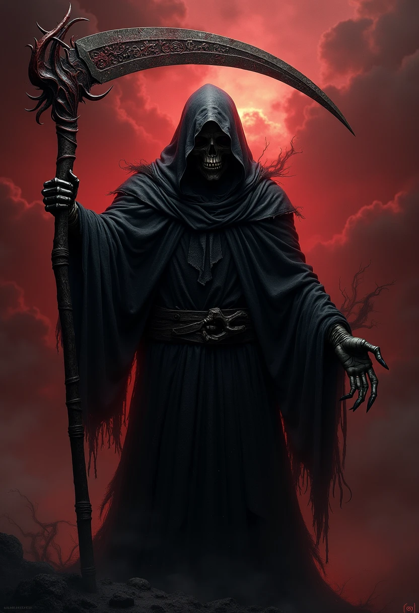 Reaper, color black and red, simple