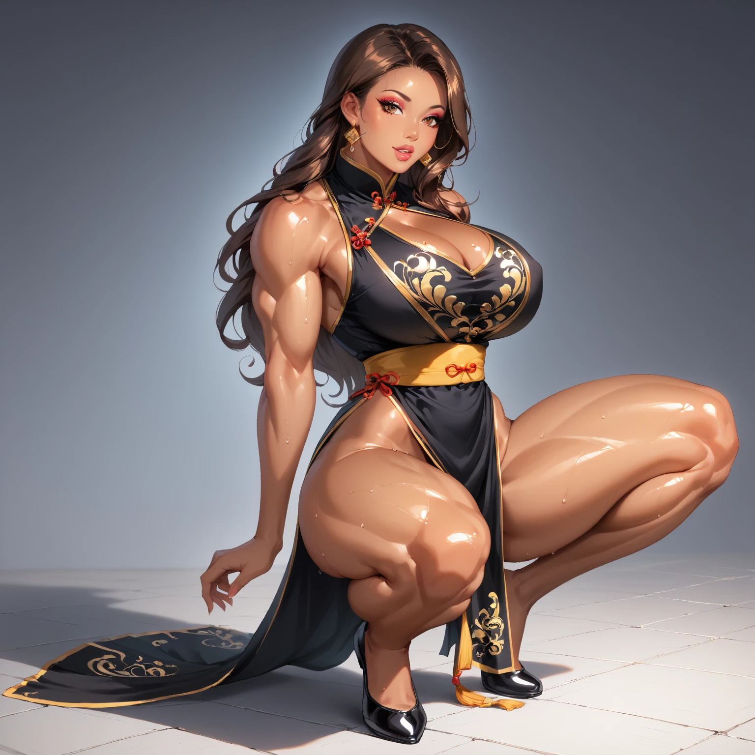 Sexy mature female body entangled python,Delicate figure-eight breasts,Wear yours with a gradient mini strap swimsuit,(bronze skin:1.3),(((Oily skin))),Sweat profusely,Incredibly sexy,muscular calves,Toned abs,Looming pubic hair,Pointed-toe heels,Sensory stimulation,Strike sexy poses