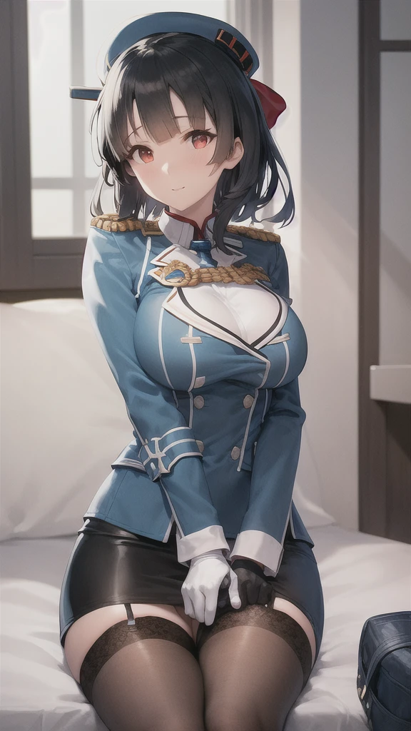 hashimoto_mayuri, medium hair, black hair, ahoge, blue eyes, medium breast, have a bit of large posture, medium skirt, sweater, mature, wide laughter, waiting, BREAK looking at viewer, BREAK (masterpiece:1.2), best quality, high resolution, unity 8k wallpaper, (illustration:0.8), (beautiful detailed eyes:1.6), extremely detailed face, perfect lighting, extremely detailed CG, (perfect hands, perfect anatomy)
