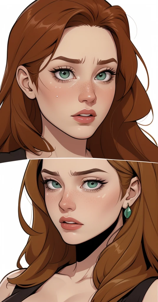 3d, pixar style, 1girl, red hair, cum on face, beforeafter <lora:BeforeAfter:0.7>