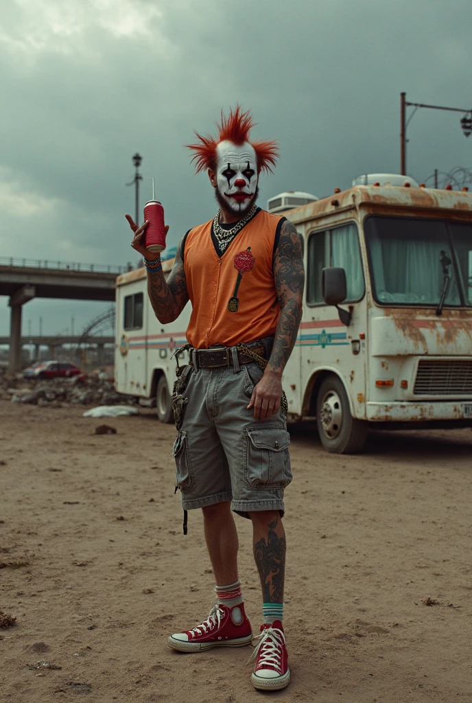klown, twisted metal <lora:twistedmetal:0.8>,  ice cream van