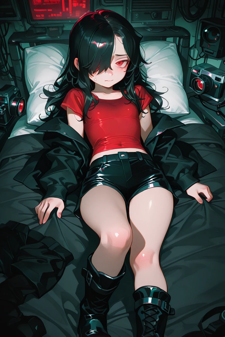 1girl,solo,sm_dominatrix,=deadwood forest,=lying on side