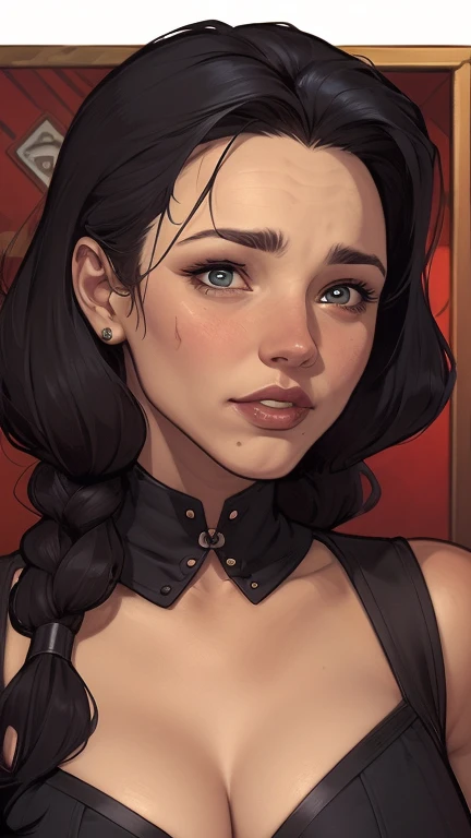 A closeup of a woman in a black top and a black bra, estilo de arte de charlie bowater, Estilo Charlie Bowater, retrato de vampiro, arte do personagem charlie bowater, Alena Aenami e Artgerm, Neoartcore e Charlie Bowater, Charlie Bowater cores ricas e profundas, lazy art style, Artgerm e Tom Bagshaw