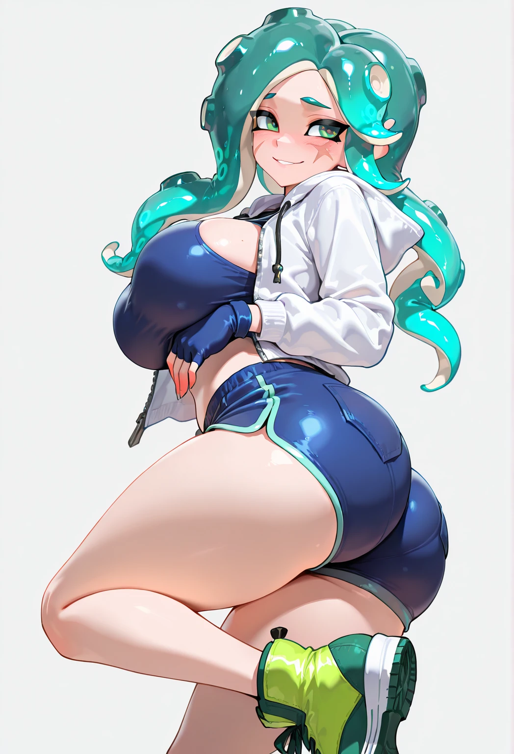 highest quality、masterpiece、High resolution、Pokémon、melon、Features voluminous silver hair with light blue mesh。 A uniform with a white-based design, typical of a snowy region, with a white collar and hat.、wearing earrings。 The uniform worn by female gym trainers is knee-high socks and sneakerelonはタイツと白いロングブーツになっている。 Kirks Town Gym Leader、User of ice type Pokemon。The Ice、spartan guidance、「fecundity」、When releasing Kyodai Max(Among the gym leaders)Only she has a heart effect added.。long hair、blue eyes、big breasts、Stimulation、(Plump、Plump:1.3)、white cast、Fur hatature woman、wide hips、round face、big butt、big butt、thighs、pantyhose、long hair、white footwear、white hat、Fur hat、mature woman