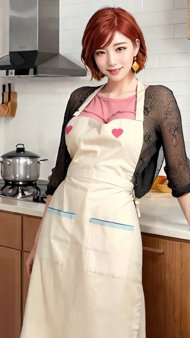 (nsfw)、Mature Woman、close range、Beautiful woman、cute、((Female Nursery Teacher))、smile、Extra Very Short Hair、((Delicate photo)),(Detailed RAW photos of girls), (Tabletop:1.0), (Highest quality:1.6), (Ultra-high resolution:1.5), (Realistic:1.75), 8K resolution, Absurd, Ultra-detailed,Cinema Lighting,、nursery school、((Wearing an apron))、(blunt bangs)、Long sleeve T-shirt、((Colorful room:1.1))、((Lots of toys:1.))、((cute壁紙の部屋))、((Simple panties are visible:1.2))