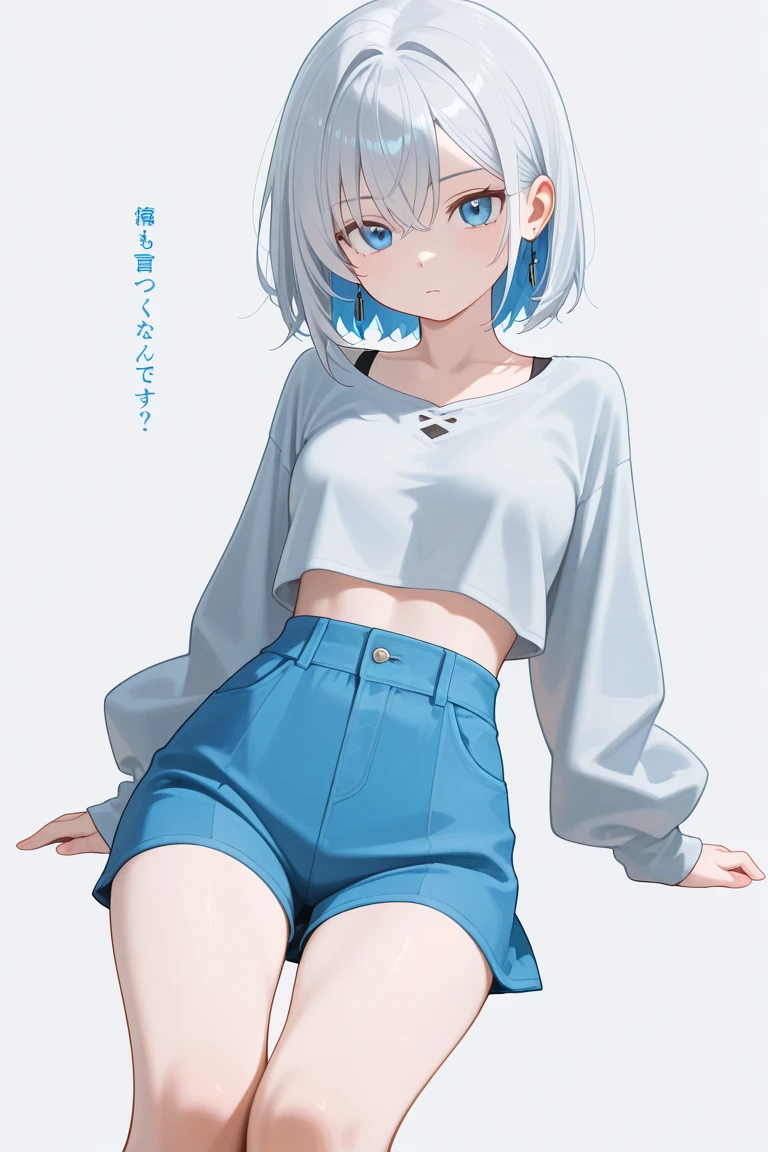 best quality, amazing quality, very aesthetic, absurdres, 1girl, arona (blue archive), blue archive, blue eyes, shorts, (artist official art:1.5), (from below), (realistic face), (narrowed eyes), (cowboy shot), ), panties, (thigh), expressive eyes, perfect face, 4k, extremely detailed anime illustration, extremely detailed eyes, enhanced details, perfect anatomy, light rays, photo background, extremely delicate body, smooth skin, feminine expression, (black background:1.5), cristal clear eyes, beautiful face,