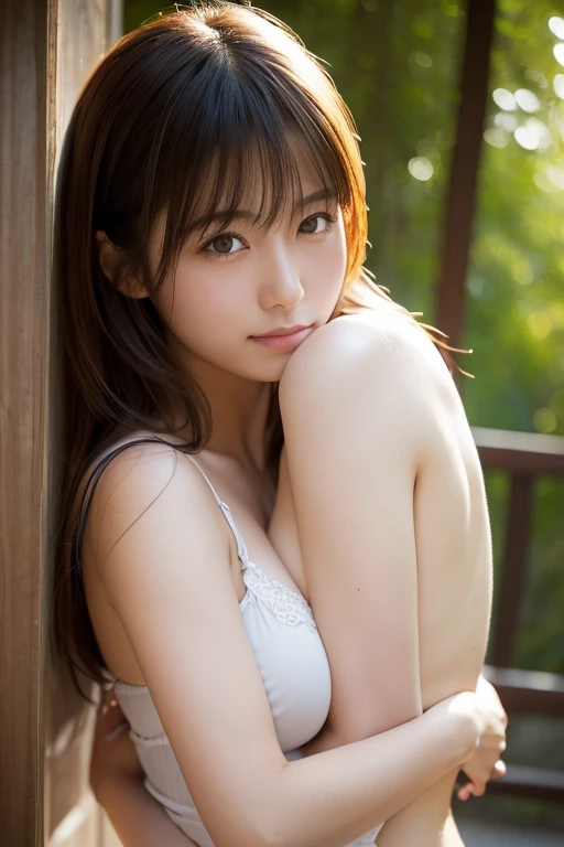 one girl, (a beauty girl, delicate girl:1.3), (16 years old:1.3),
BREAK, (シャツ:1.2),
BREAK, (Small waterfall background:1.2),
BREAK, very fine eyes, (symmetrical eyes:1.3),
BREAK, (big breasts:1.1), brown eyes, parted bangs, brown bobcut hair, round face, kawaii,
BREAK, (eyes and faces with detailed:1.0),
BREAK, (masterpiece, best quality, ultra detailed, detailed face, 8K)