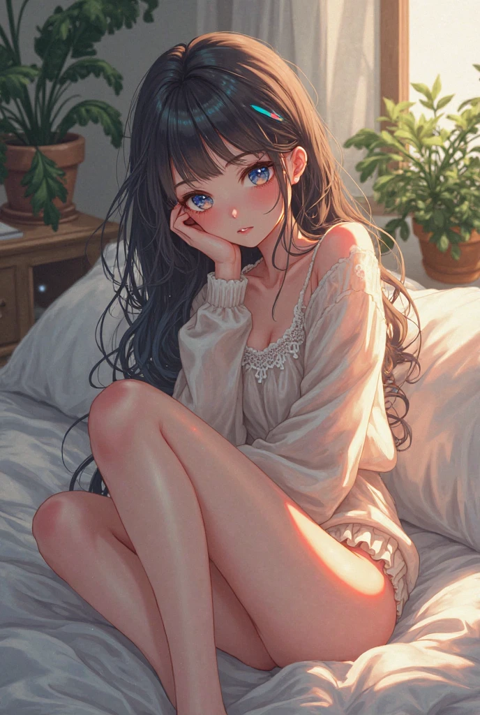 A night of music: she put on her earphones and closed her eyes. Her room was filled with beautiful melodies and she was completely absorbed in the music. 'Nothing could be more comforting', she couldn't help but smile.