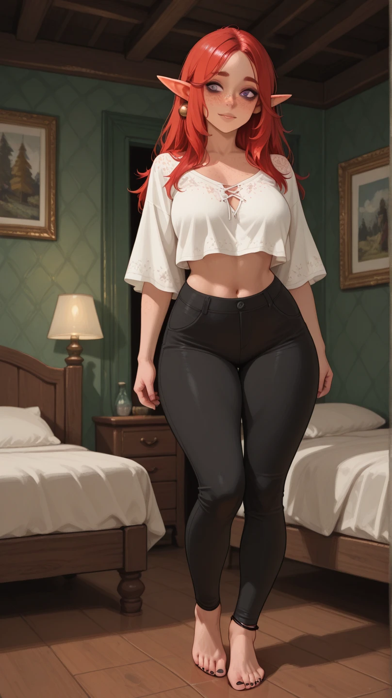 ((masterpiece, best quality)), Curvy Red-haired Hispanic female wrestler in white bra and white cotton panties, in changing room, wearing red lipstick, photo realistic, intricate details, 80's female wrestler, 3d animated movie art style, intricate details, 80's women's underwear commercial,