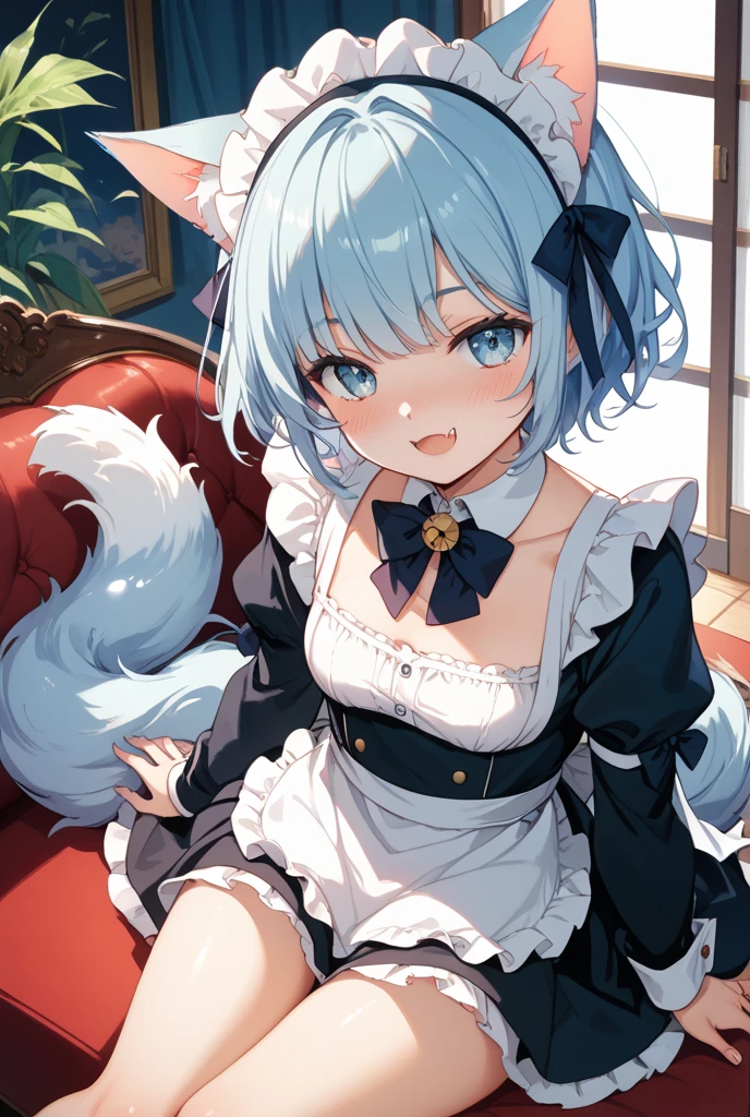(Best quality),(Detailed), (1 girl),Kizi,a cat tail,There are cat ears on the top of the head,white thighhighs, short detailed hair,Medium breasts