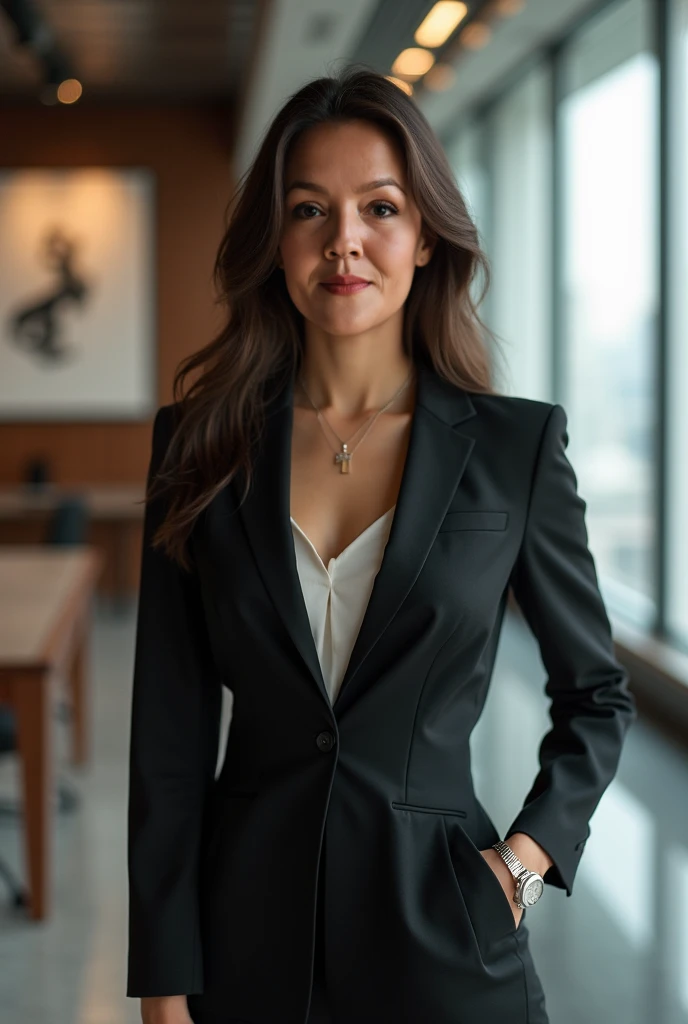 A woman with an intelligent appearance