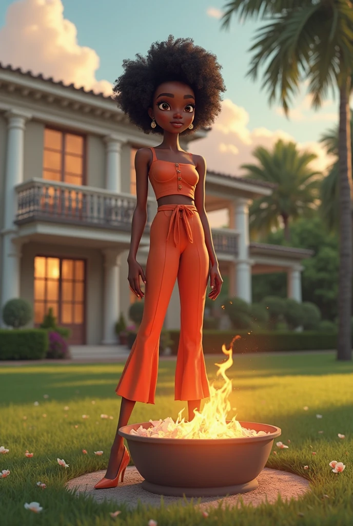 Image de style Pixar , femme brune, curly hair, danse, d'un village francais profond, vulgaire, sexy ,gros plan, Pixar, Disney, Cinema Lighting,elle tient un couteau