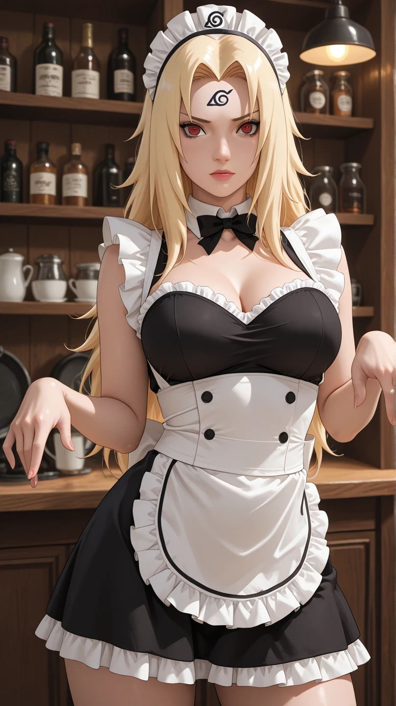 (1 woman:1.5,solo:1.5),
30 years old,
(very young woman:1.2),
(fit body:1.3),
(slender waist),
(slender leg),
perfect fingers,
nice hands,
perfect hands,
femenine hands,
good hands,
blurry background,
depth of field,
beautifully shaped nose,
break,
(maid:1.4),
break,
(choker)
see-through,
break,
open shoulder maid uniform,
high waist mini skirt,
(zettai ryouiki,stockings tights,garter belt),
break,
(dynamic angle)++,
break,
close-up, leaning forward, (arms behind back:1.3),
break,
chestnut mouth,
break,
(beautiful detailed eyes:1.4),
(green eyes:1.4),
model,
break,
extremely detailed hair,
(ponytail:1.5),
(long hair:1.3),
(straight hair:1.3),
shiny hair,
(blonde hair with light brown tips hair:1.3),
(blunt bangs),
(blonde cat ears:1.4),
(blonde cat tail:1.4),
break,
(MEDIUM HUGE BREAST:1.1),
(GIGANTIC HUGE HIP:0.6),
saggy breasts:1.2,
pendulous breasts,
realistic breast physics,
(hanging breasts),
break,
(pale skin:1.1),
(gleaming skin:1.3),
(sweat:1.1),
weat:1.3,
oily skin,
shamefull,
(blush,smile:0.8),
break,
(masterpiece),
(best quality),
(very high resolution),
(professional anime),
beautiful lighting,
super fine illustration,
insanely detailed,
beautiful detailed,
beautiful detailed face & eyes,
beautiful detailed body,
beautiful detailed skin,
8K,
beautiful girl,
pretty girl,
(depth of field:1.3),
break,
indoors,(dinning room:1.4),sunlight,