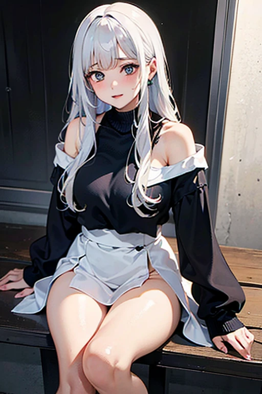 (Short flowy haircut) ,(((winter season))), solo girl, cute medium side bangs, (((white hair))), ((winter landscape with trees and a small pond in the background)) , ultra detailed, young Japanese woman , wearing simple pearl earrings and heart shaped necklace, beautiful face, ((wearing a black sleeveless turtleneck cotton sweater)), (((short pleated skirt))) , ((hair flowing beautifully in the wind)) , perfect smooth legs, ((((knees turning inwards)))), (((contrast rich rim lighting from both sides))) , ((very short red finger nail polish)), (laced up boots) , (realistic eyes) , (firm large sized breasts) , thick calves, correct anatomy, tony taka art style, (falling snow),ultra wide angle view, ((cinematic depth of field)), bokeh particles, (cute smile with closed mouth), (((bending over))), wearing a cute beret with a cute bow, round filled lips, striped panties, (((camera view from behind))), skirt lift, (((black thighhighs))), perfect ass