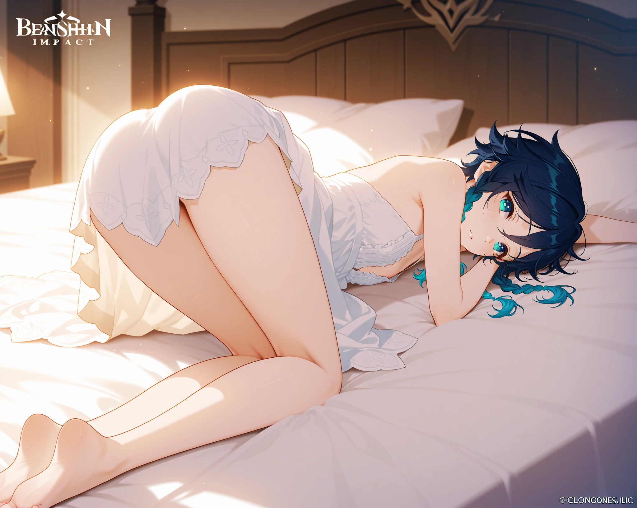 Bends over and spreads those legs