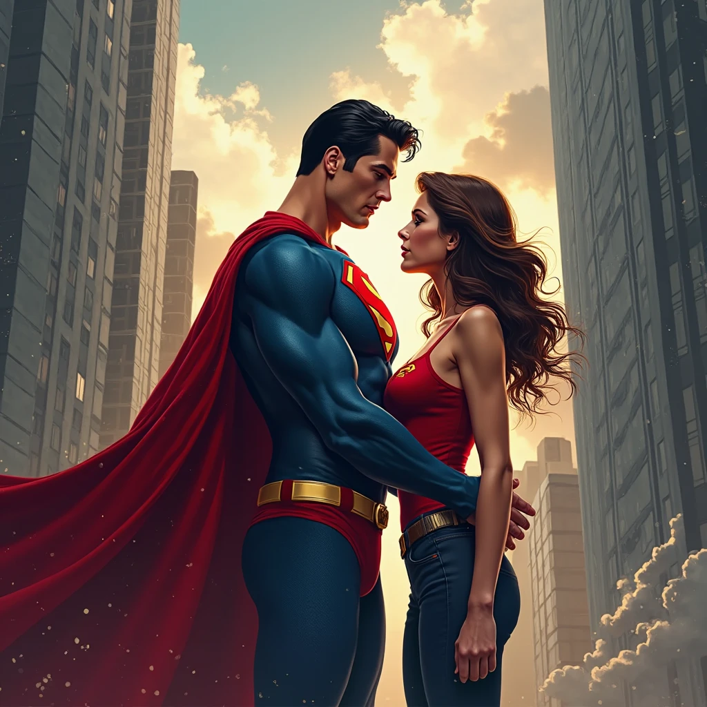 superman with Lois Lane, jimmy Olsen, Perry wither Lex luthor 2d disney movie style 