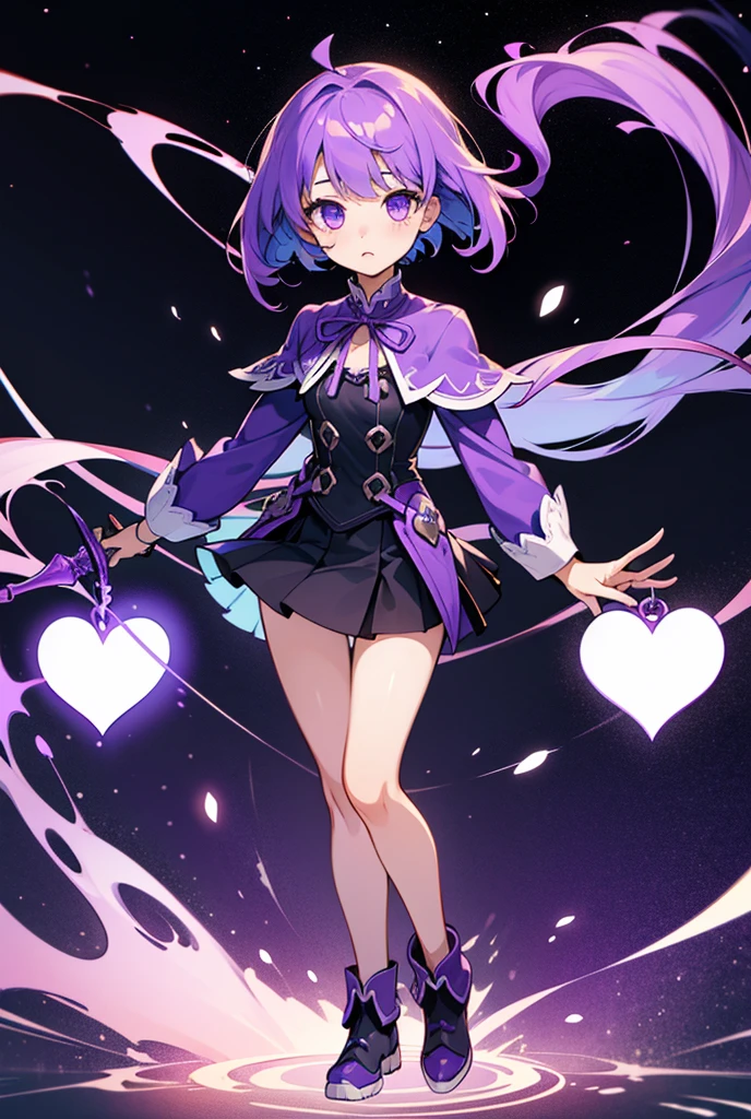 RandomCoreStyle, masterpiece, official art, best quality , extremely detailed, 1girl, solo, looking at viewer, thighhighs, gloves, long sleeves, holding, closed mouth, standing, purple eyes, full body, purple hair, heart, pointy ears, black gloves, socks, striped, puffy sleeves, hand up, black footwear, leotard, see-through, covered navel, thigh strap, colored skin, facial mark, crown, black background, single thighhigh, puffy long sleeves, asymmetrical legwear, eyeball, uneven legwear, mismatched legwear, balloon, grey skin, single sock, black flower, single kneehigh, heart balloon, <lora:RandomCore:0.8>