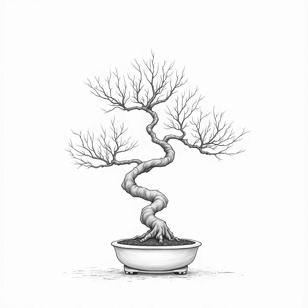 bonsai t-shirt design, realistic, japanese style, 3D, fondo oscuro, High resolution, alta calidad