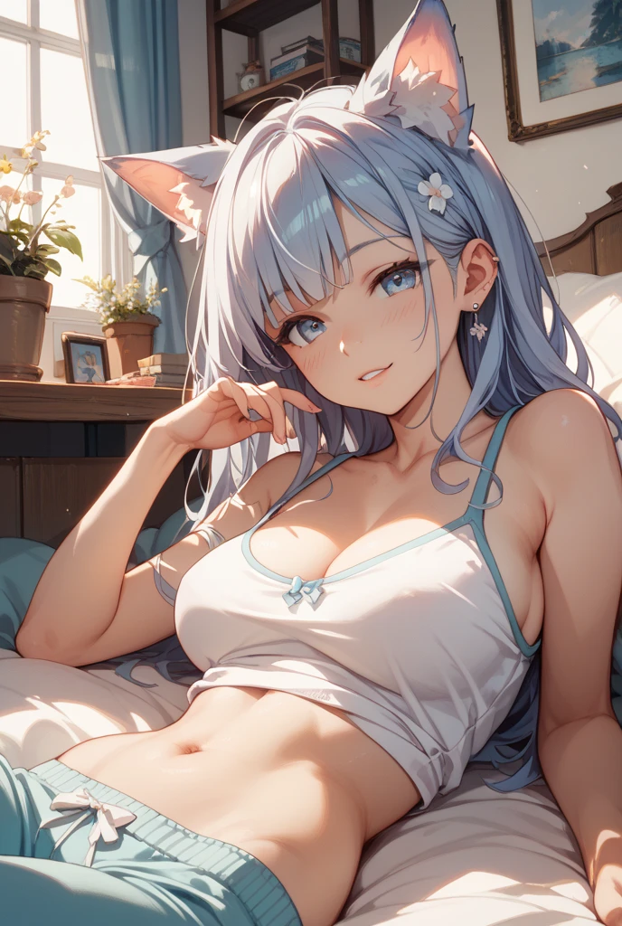 any Hair color、any Eyes color、girl、big breasts、Bun Hair、girl、big breasts、Lolita、Bright smile、Looks about 18 years old、 Musume、short、Eye highlight、Sexy thighs、Cat ear、Cute cat、Please show me your armpits、Your eyes are so beautiful、highlight