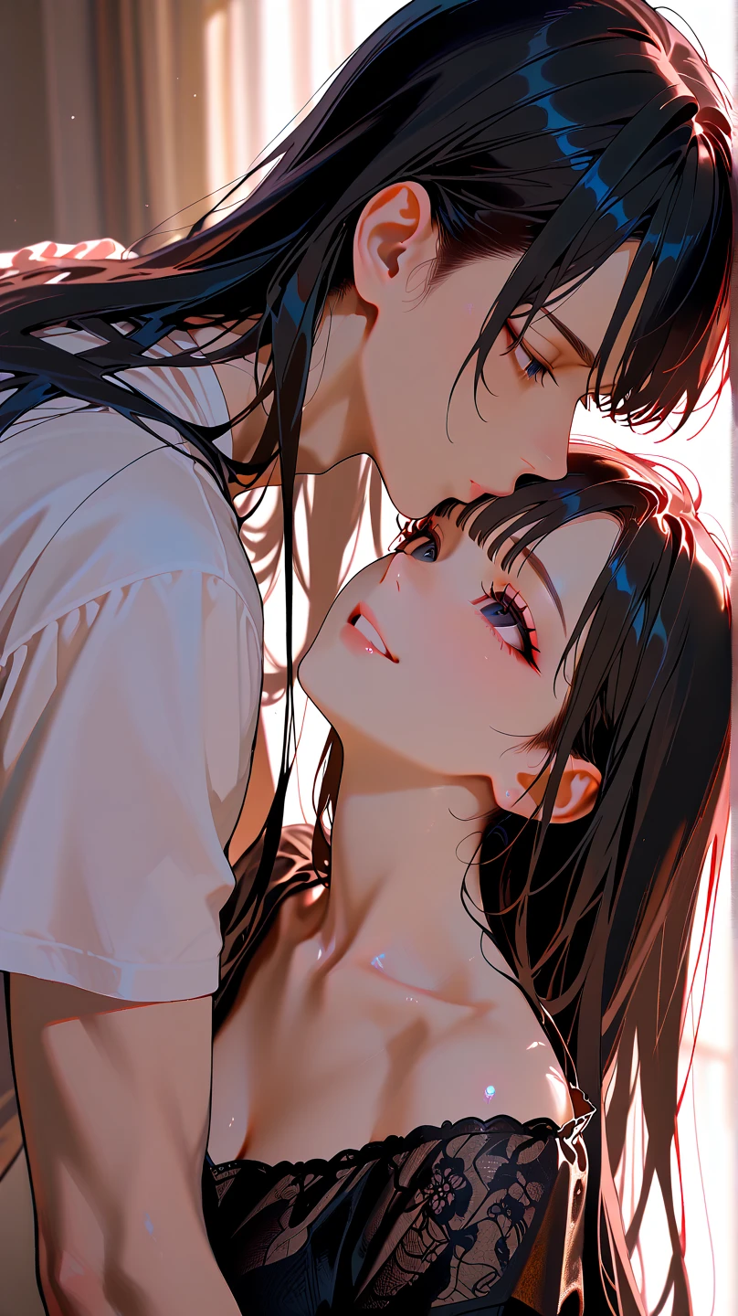 a tied up naked teenager girl hugging an emo guy, space, space ship, futuristic , hug, tenderness , slave, sex, bdsm, bondage , close up, up close, incest, brother, rape,