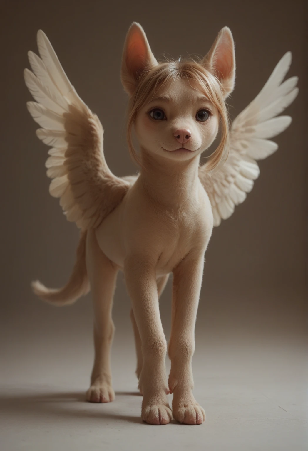 ((detailed)) A girl with pearly white skin, strong and muscular, with big angel wings and pointy black demon horns, she has yellow eyes and short spikey white hair, shes sitting naked in a forest, small , dramatic lighting, fantasy, fictional, yellow cat eyes, muscular, strong, manly, pixie cut