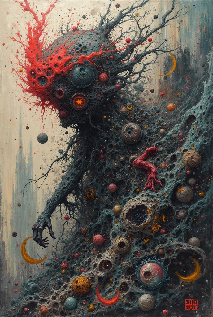 painting \(medium\, oil painting \(medium\), science fiction, illuminated, (expressionist), dread, (fascinating), (beautiful), breathtaking, (colorful:1.3), (detailed:1.2), (futurism:1.2), (surreal:1.1), (otherworldly), <lora:by_zdzislaw_beksinski_finetuned:0.4>, (zdzislaw beksinski:0.7)