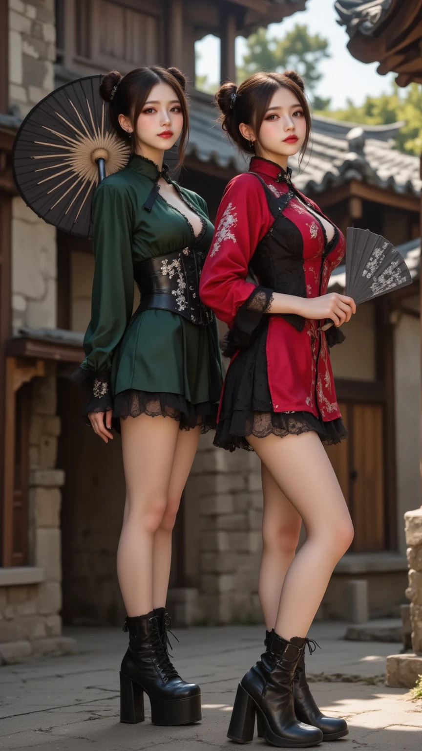 Korean school uniform,Winter student uniforms,Ribbon Ties,short skirt,Black background,Chest thrust pose,Breast display posture,Stand up,8K raw photos,A high resolution,16-year-old cool Chinese,very large round breasts,beautiful eyes in detail,long eyelasher,beautiful double eyelid,eye shadows,eyes liner,Cut Eyes,Elongated eye shape,Sanpaku eyes,ssmile, Beautiful very thin legs,Beautiful very thin thighs,Random long hair,Hair tied behind the head,,bright black hair,With gray eyes --auto
