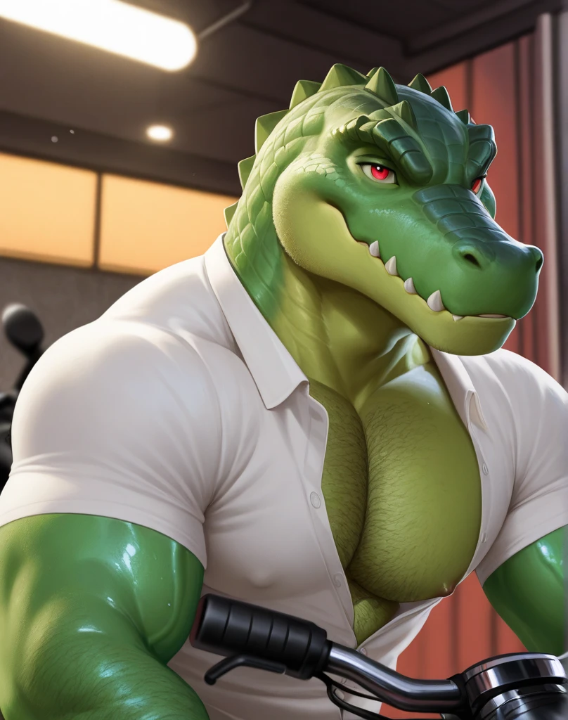 Dungeon Jail, standing, watching, flexing, contour of the penis, (ultra detailed), A beautiful, detailed life-size portrait of a male anthropococodile crocodile, alligator (green body, Dark skin), tree (scales, detailed scales, muscular antrum, strong, Big pecs), naked, bright eyes, Red eyes (bright), pectorales Bigs, looking at the viewer, bedroom_eyes, detailed eyes, Big body, sexy body, subtract, Rosa Tran,Ruan Jia, trend on Artstation,Foxovh, cinematic lighting, Big breaths, Big , Hands on the chest, SMILE, detailed background, day, side view, empty eyes, foreskin, tanned body, tan scales, empty eyes, wet, evening, Big body, thick thighs, lizard tail, whole body, uncut penis, big penis, Big butt, open mouth sticking out tongue, pointing at the viewer,