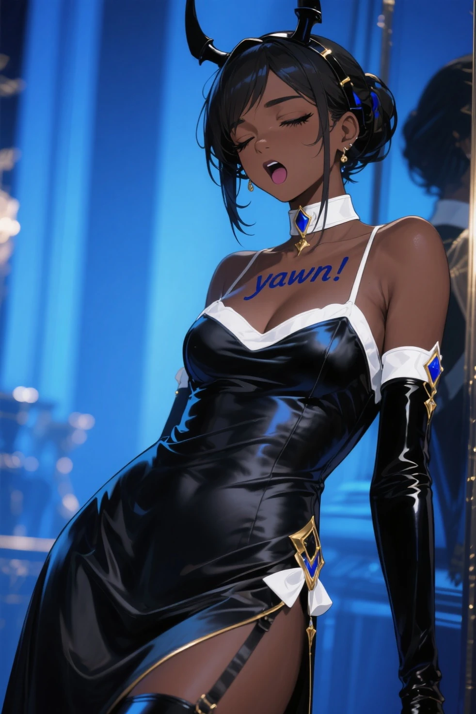 (a sexy woman in idol costume with her tits out), nsfw, ((bare breasts)), ((show off nipples)), ((crotchless)), hold a microphone and sing, (((idol_singing_costume))), idol stage costumes, (idol skirt), (latex skirt), (yellow skirt), (((cute idol dress))), (cute corset), (latex corset), (yellow corset), (black opera gloves), (black long gloves), (latex gloves), latex, (((luxurious gold decoration))), (((Korean idol))), Nogizaka idol, actress, gravure idol, ring-shaped earrings, (choker, bangles, chain, silver accessories), 1girl, solo, (public hair:1.5), in the stage, stage lighting, stage spotlight, look at audience, high ponytail, (eyeshadow), (purple lips), (sadistic smile), (sadistic eyes), extremely detailed beautiful eyes, incredibly detailed beautiful eyes, extremely detailed face, incredibly detailed face, high resolution, RAW photo, best quality, realistic, photo-realistic, best quality, masterpiece, an extremely delicate and beautiful, extremely detailed, Amazing, finely detail, 8k wallpaper, huge filesize, ultra-detailed, highres, extremely detailed, realistic, 8K, Ultra-High Definition, highest quality, ultra high resolution, realistic, High quality texture, (perfect anatomy), good anatomy