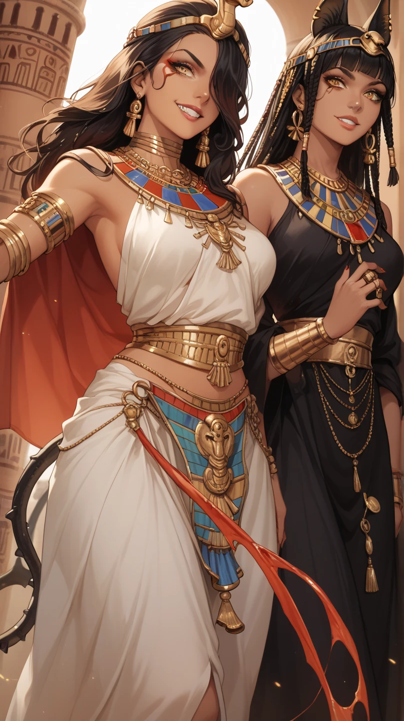 ((side profile)), ((full body view:1.4)), ((masterpiece)),(((best quality))), ((egyptian empress, mature face)), ((middle eastern eyes:1.4)), (((black hair)), defined cheekbones, high cheekbones, illustration, ((muscular:1.3)), ((gold:1.4)), sexy bimbo, (gigantic breasts:1.7) (slendered abs:1.2), black hair, slender figure, ((detailed face:1.4)) beautiful woman, (egyptian:1.4), ((skindentation)), scribbles and marks,(puffy lips:1.4) , (temple: 1.5), rough sketches, pose, 8k,16k, ( background, white background: 1.3), ((ancient aesthetic))