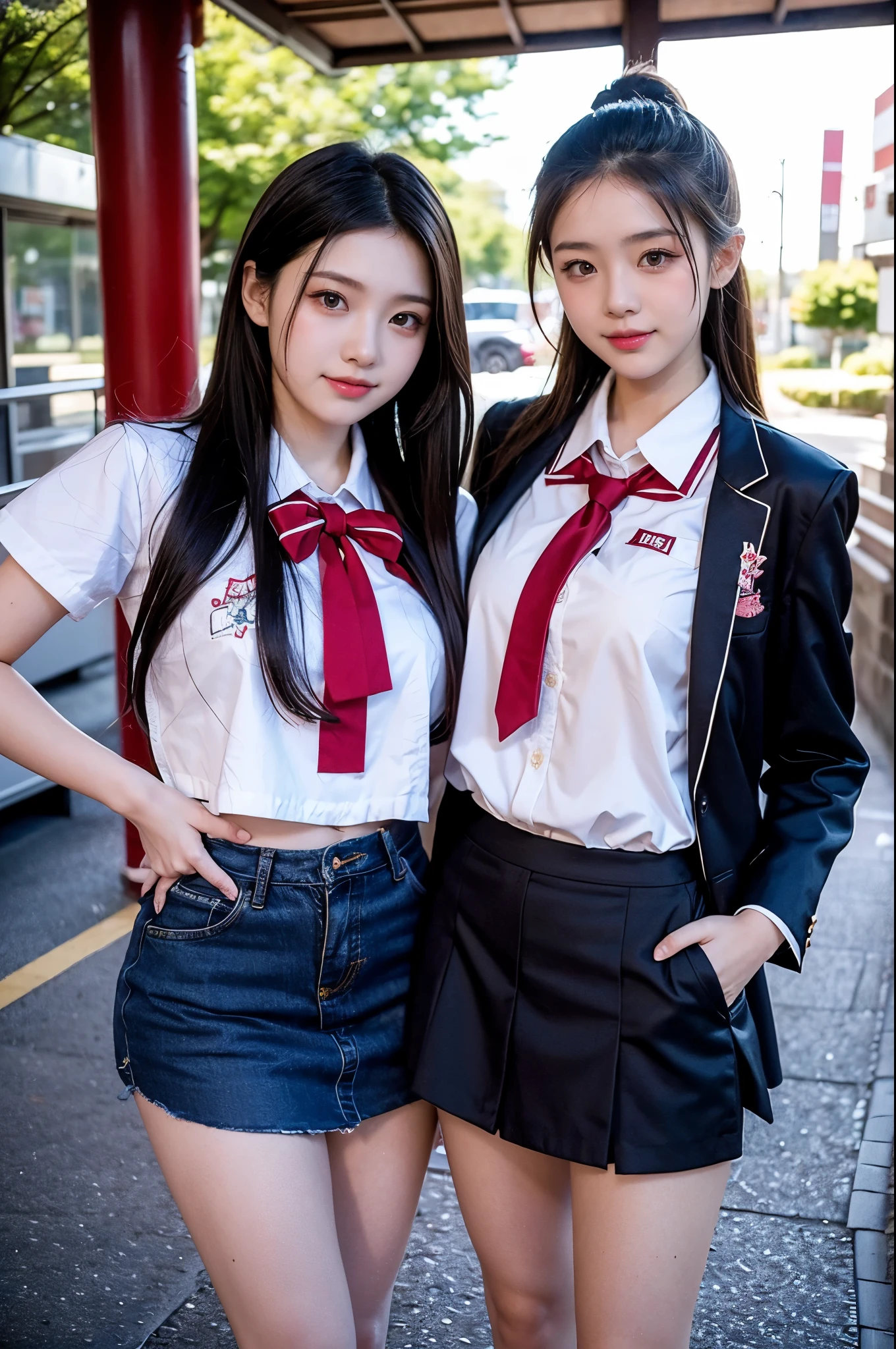 1People Girls、Korean Idols、large full breasts、cleavage of the breast、beautiful thigh、Beautiful hand fingers、Beautiful brown hair、Brown eyes、Black suit、white shirt、Black Super Mini Tight Skirt、s Office