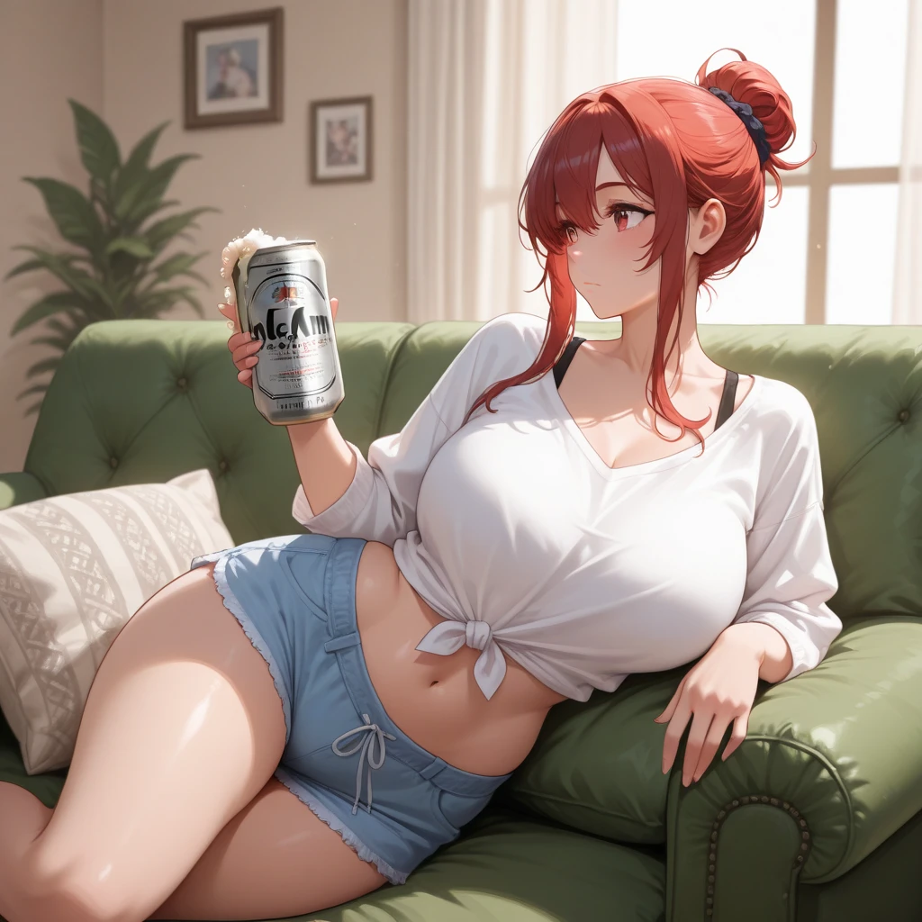 (4k, best quality, masterpiece:1.2), (realistic, photo-realistic:1.37),skye, drinkin in a restaurant, sitting, , yellow long shirt, fishnet, blue eyes, thick things, aroused, horny, red hat