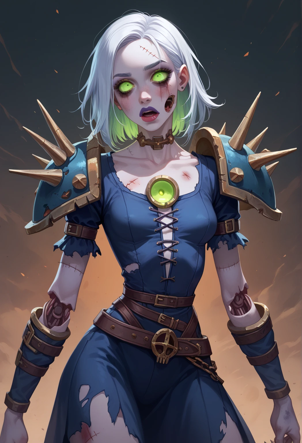 highres, masterpiece, perfect lighting, bloom, cinematic lighting, adult, perfect skin, female, looking at viewer, belle delphine, ahegao, plaguemarine, armor, power armor, skull, slime, :), smile, slime on face, <lora:plaguemarine:0.7> <lora:DI_belle_delphine_v1:0.7> <lora:ahegao,rolling_eyes:0.8>