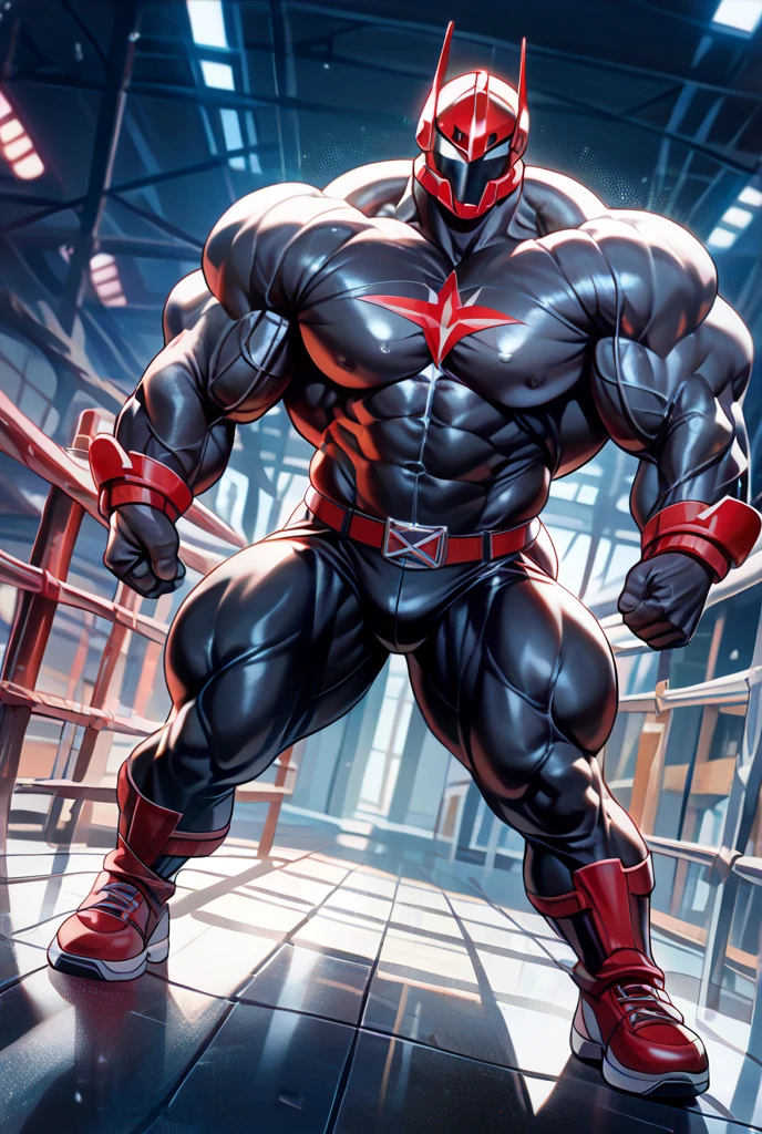 Highest quality, Highest quality, High quality illustrations, masterpiece, Ultra-high resolution, Detailed Background, grassland, Absurd, Perfect Anatomy, performance, Good lighting, Shadows in the movies(kemono, Furry Personifi猫ion), horse, Muscle Body, Rubber Suit, Bodysuits, Red harness, Rubber mask, big null bulge, running