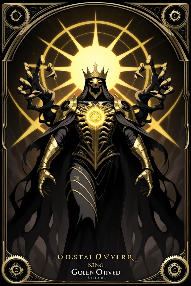 Humanoid creature wearing pharaoh's clothes, with a golden aura around it, with tentacles all over its body, evil look, young, cosmic aura, various tentacles, man, blood on face
