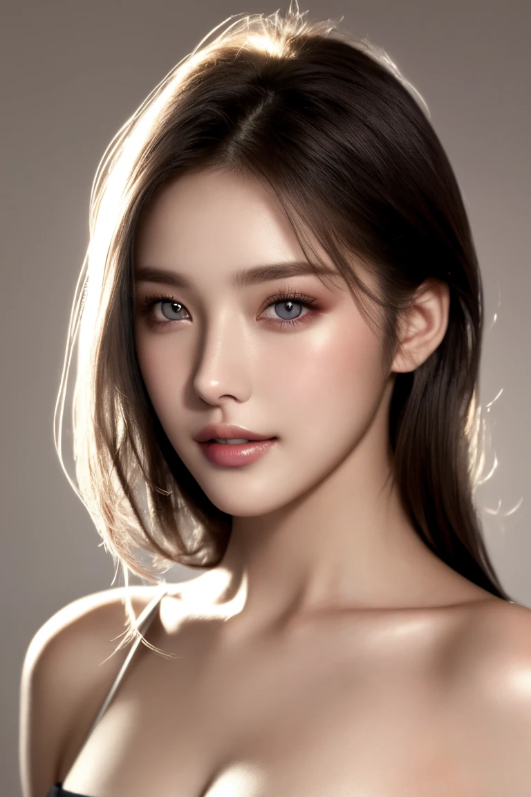 8k, ((smile)), 25 years old, View viewer, (((Attractive face)), Beautiful dress, Ultra high quality, (Body from waist up)), Photo realistic, Beautiful face and eyes in every detail, (chestnut hair),dress, (white marble background), Top quality, Sweat, Very delicate and beautiful, High quality, Real, Fantasy, Real skin, Full color, Top quality, Very delicate and beautiful, Raw Photo Details, Professional Photography, Solo, Beautiful Lips, Top Quality, Real Skin, Full Color, Raw Photo Details, Realistic Photo