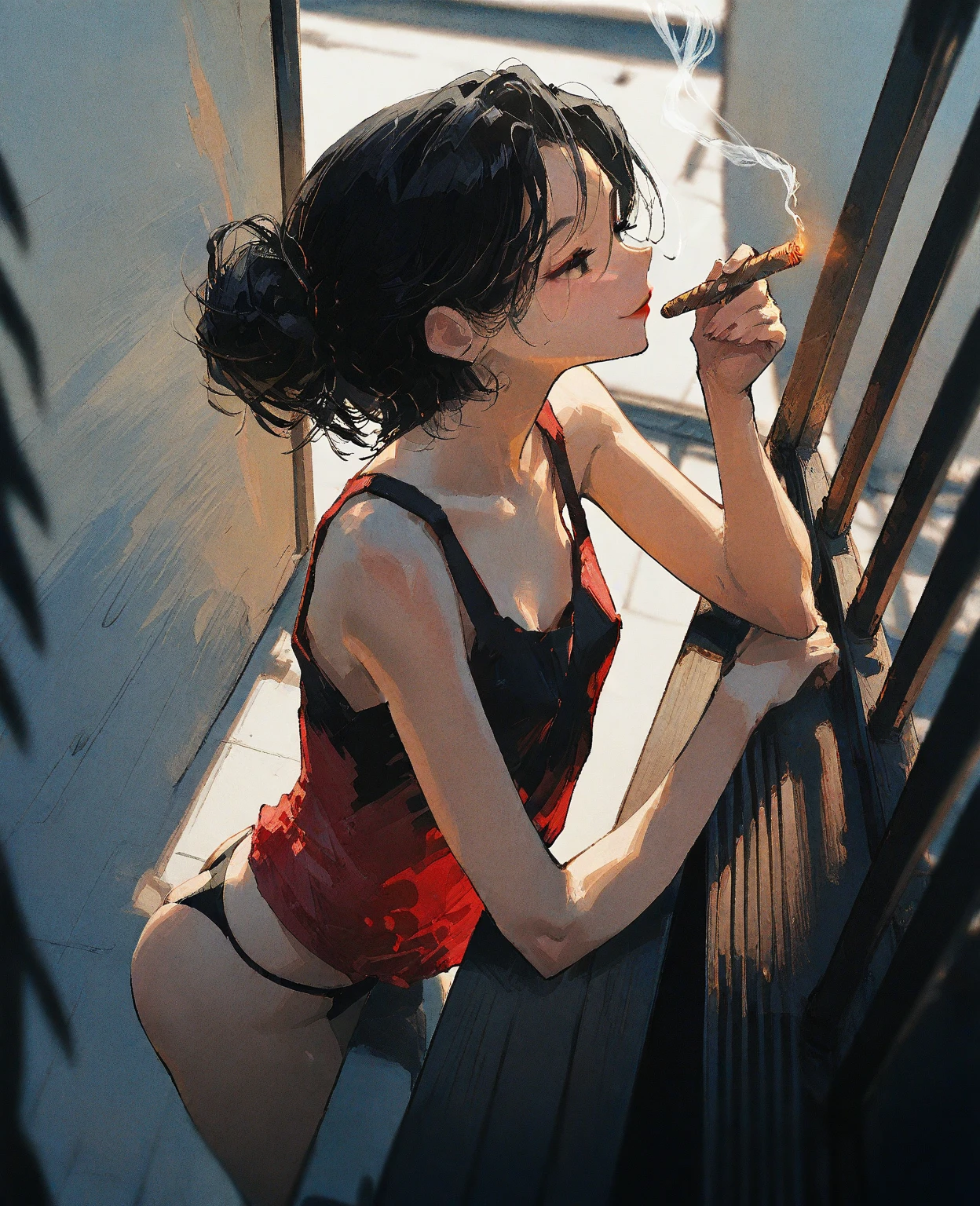 a woman in a short skirt and glasses is posing for a picture, a hyperrealistic , hyperrealistic , cutesexyrobutts, realistic , seductive anime girl, lit from behind, , bending over, ecchi, ecchi anime style, oppai, beautiful anime girl squatting, ecchi style, anime, anatomically correct, super detail, high quality, 4K