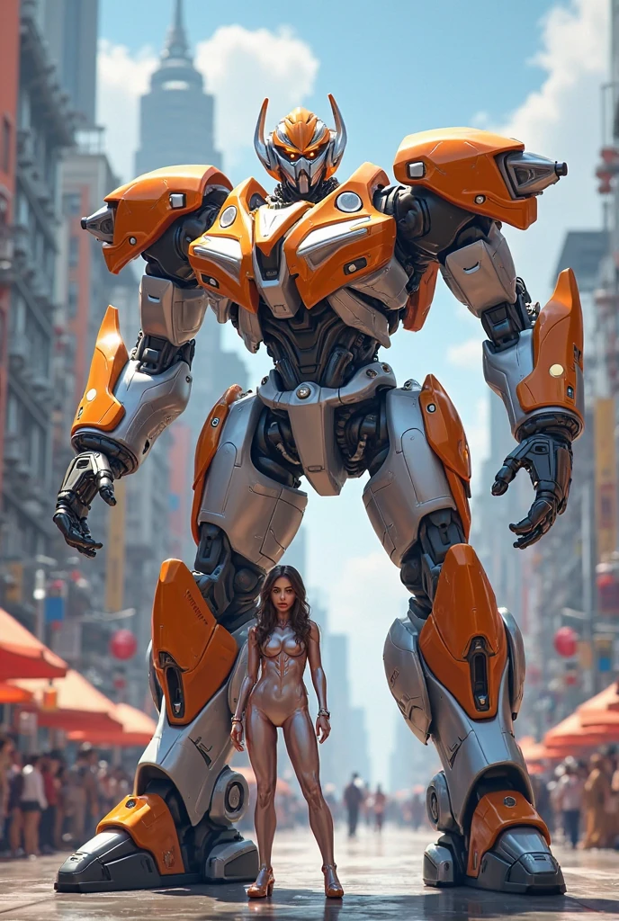 ((masterpiece, best quality)),illustration,ultra detailed 8k,photorealistic,sharp focus,highly detailed,professional lighting,colorful details,iridescent colors BREAK extreme long shot of a factory,large mechanical robot construction,microchip,computer,glowing,intricate details,shitu-mecha,1girl is standing in front of the audience,Navel,in bikini 