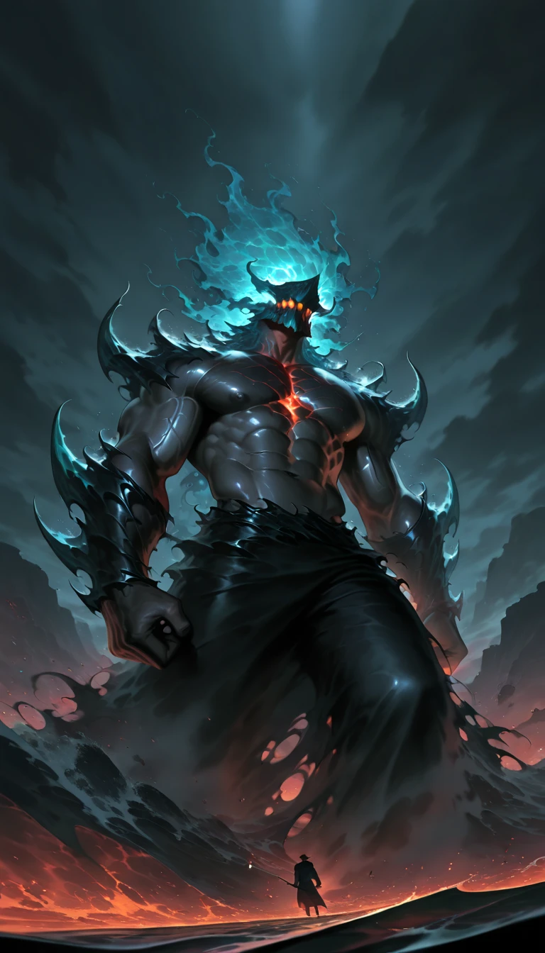 Create an image of a monster moon., The body is transparent and can be seen through. The image is sharp and detailed., with beautiful colors.. With arms, leg, eyes, mouth, พื้นหลังสีlegว
