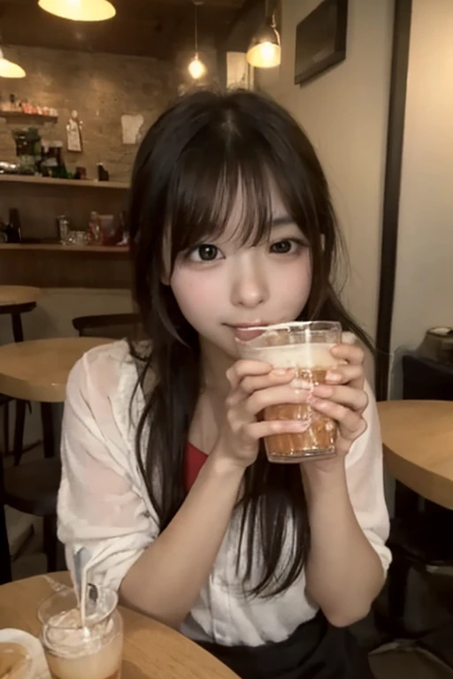 Cute girl drinking alcohol