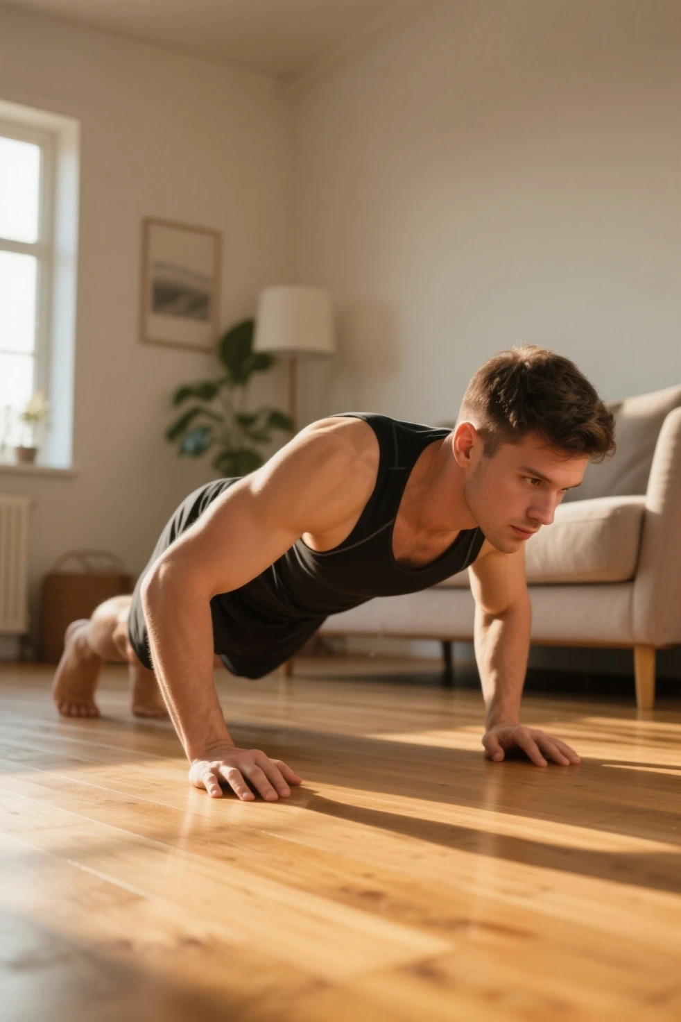Do push ups in a bedroom