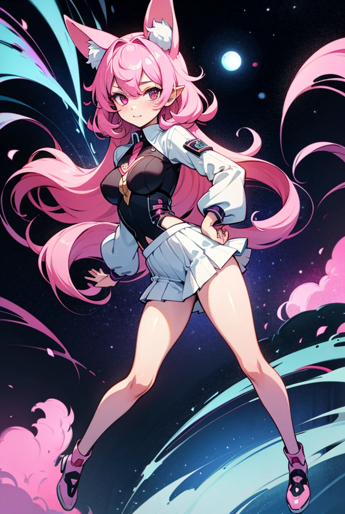 (((Masterpiece))), (best qualighy, best resolution:1.2), beautiful anatomy, perfect body, very delicate, super gorgeous hair, very long and beautiful hair, high ponytail, pink hair ornament, multicolored hair, absurderes, glowing eyes:1.2, tight green lycra shorts, black strapless crop top :1.3, clothes under clothes, full body, pigeon-toed, holding a sailor moon stick, (beautiful surreal cloud world scenery), unique art, most beautiful art, ((ultra detailed)), beautiful details, ((nice drawn hands and fingers)), (most beautiful legs), depth in field, cinematic lightining, colorful, intricate